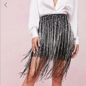 Daily Icons Embellished Fringed Mini Skirt